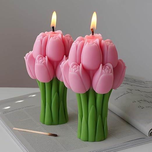 Amoura Tulip Bloom Candle – Strongly Scented Luxury Handcrafted Soya Wax Floral Candle | Premium Gift Candle