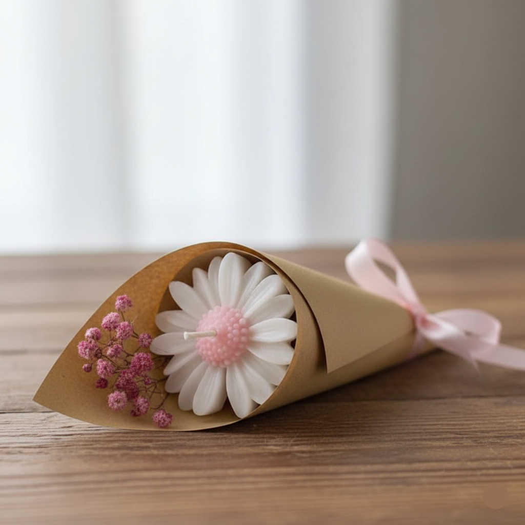 Amoura Daisy Bouquet Candle – Handcrafted Flower Soya Wax Gift Set