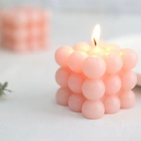 Luxury Bubble Cube Candle – Strongly Scented Handcrafted Soya Wax | Modern Minimalist Décor Candle