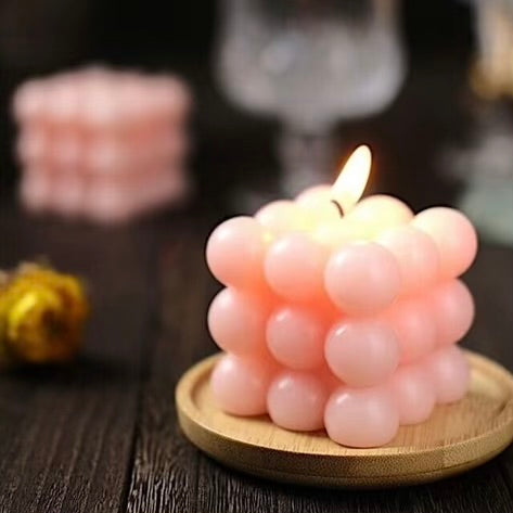 Luxury Bubble Cube Candle – Strongly Scented Handcrafted Soya Wax | Modern Minimalist Décor Candle