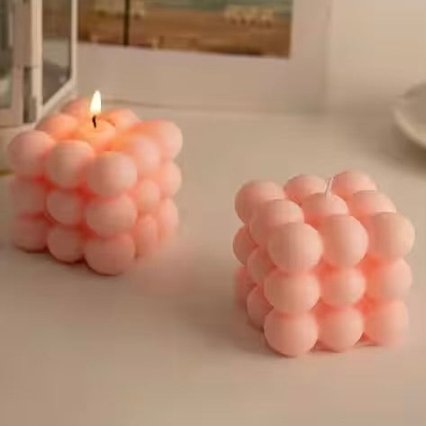 Luxury Bubble Cube Candle – Strongly Scented Handcrafted Soya Wax | Modern Minimalist Décor Candle