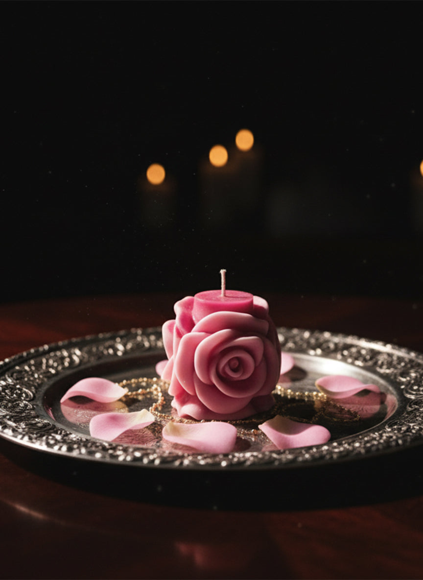 Elegant Rose-Shaped Candle – Pink