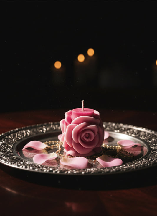 Elegant Rose-Shaped Candle – Pink