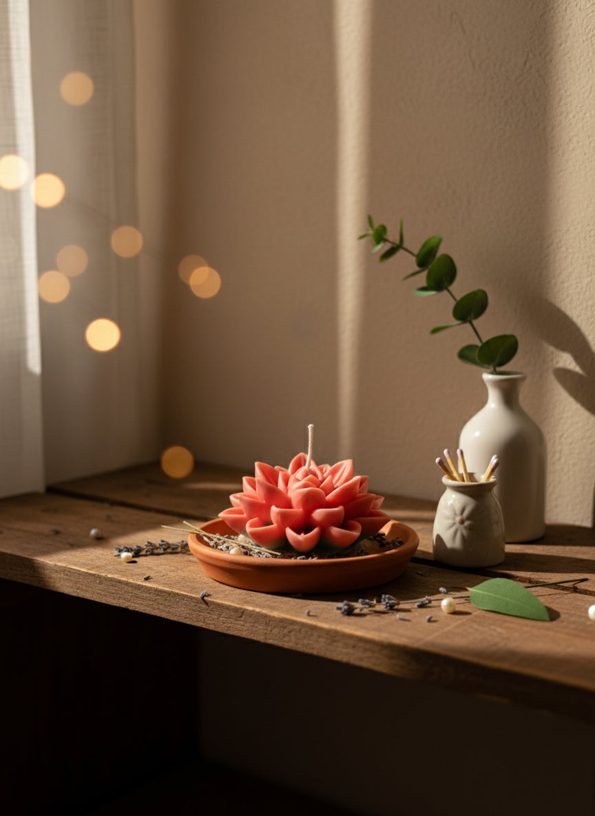 Lotus Blossom Candle – Handcrafted Flower Soy Wax Candle