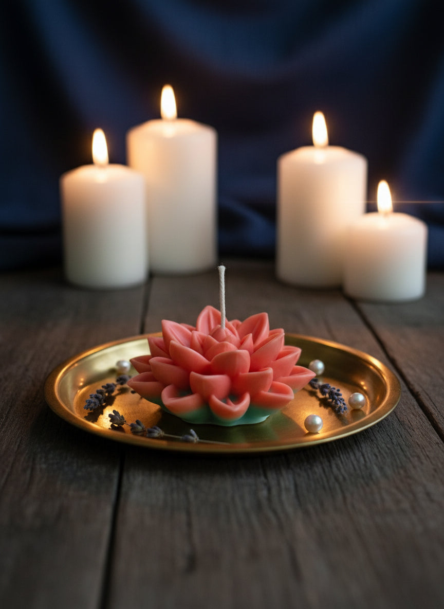 Lotus Blossom Candle – Handcrafted Flower Soy Wax Candle