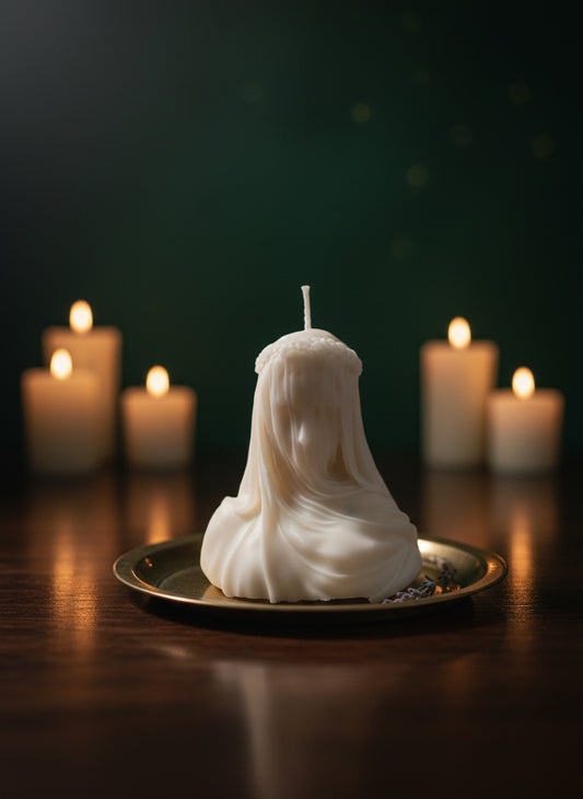 Veiled Ghost Candle – Haunted Halloween Décor