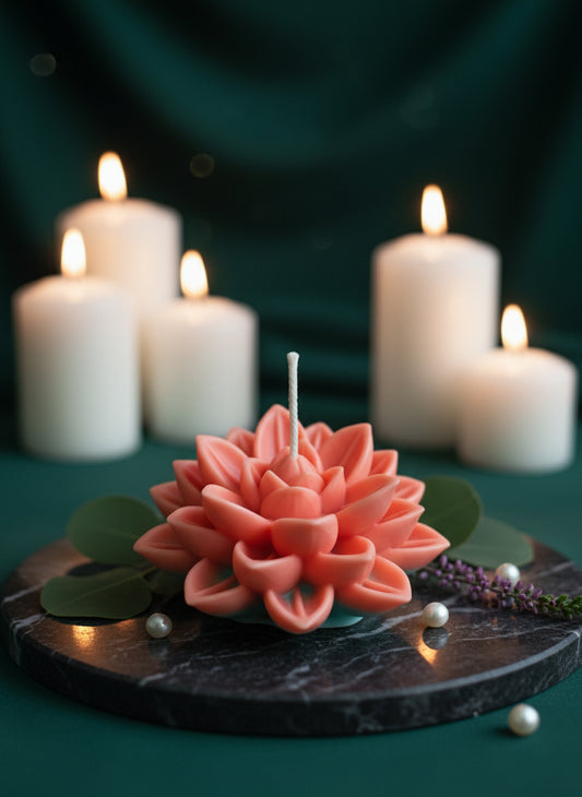 Lotus Blossom Candle – Handcrafted Flower Soy Wax Candle