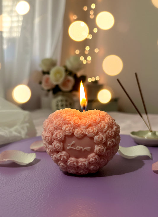 Romantic Rose Love shape Candle – Heart Shaped Floral Gift