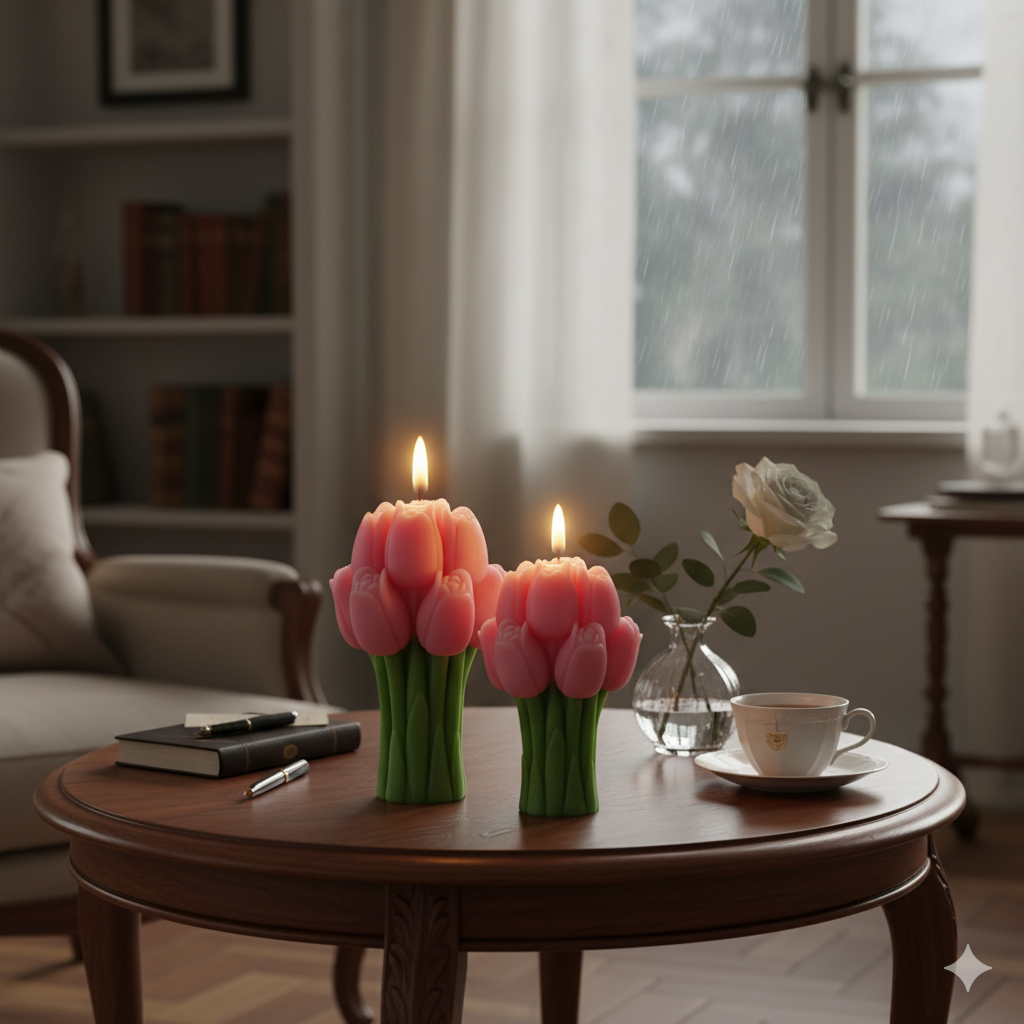 Amoura Tulip Bloom Candle – Strongly Scented Luxury Handcrafted Soya Wax Floral Candle | Premium Gift Candle