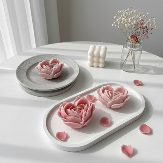 Heart Bloom Rose Candles – Luxury Strongly Scented Soya Wax Collection | Pack of 3