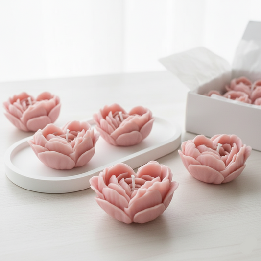 Heart Bloom Rose Candles – Luxury Strongly Scented Soya Wax Collection | Pack of 3