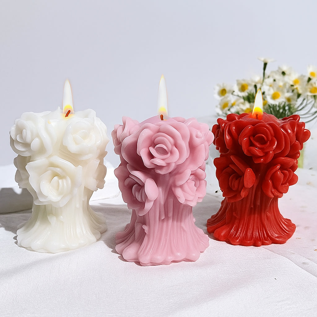 Rose Bloom Pillar Candle Pack of 1