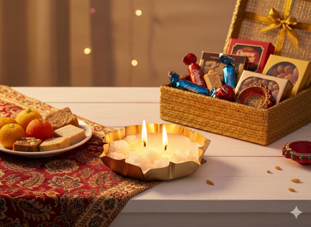 Luxury Floral Urli Soy Candle with Rose Carvings & Pearls