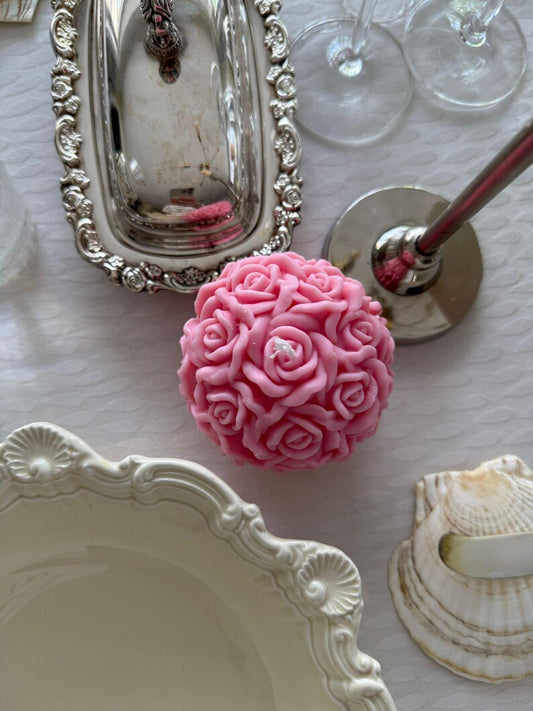 Amoura Luxe Rose Ball Candle – Handcrafted Floral Sphere | Luxury Soya Wax Gift Candle Pack of 3